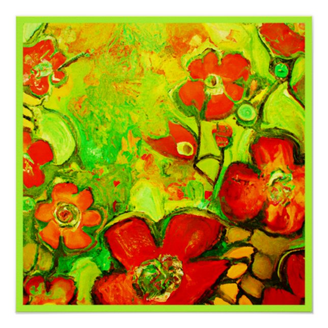 Stunning and Colourful Flowers Artwork Poster (Front)