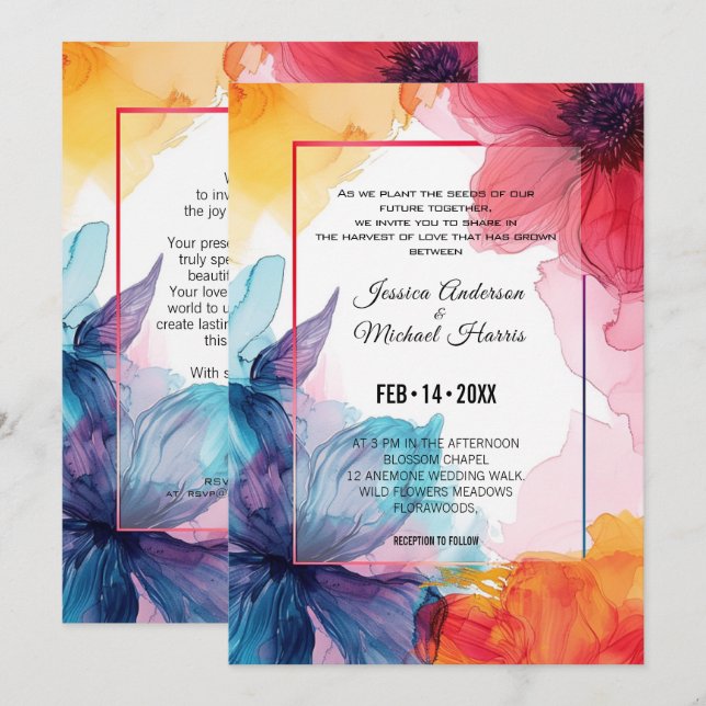 Stunning Anemone Dreamscape Wedding Invitation (Front/Back)