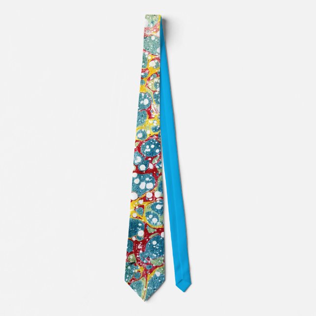 Stunning Antique Marbled Paper Tie (Front)