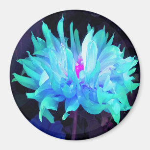 Stunning Aqua Blue and Green Cactus Dahlia Magnet