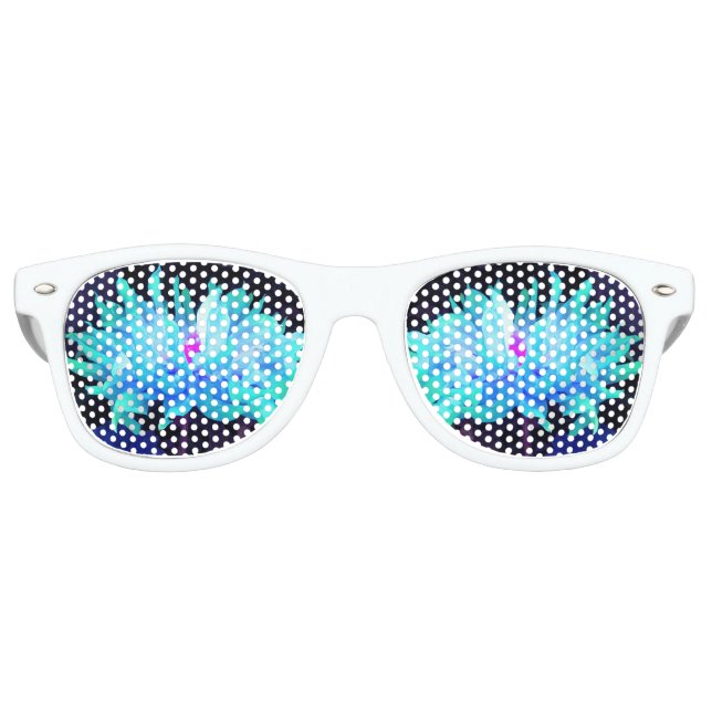 Stunning Aqua Blue and Green Cactus Dahlia Retro Sunglasses (Front)