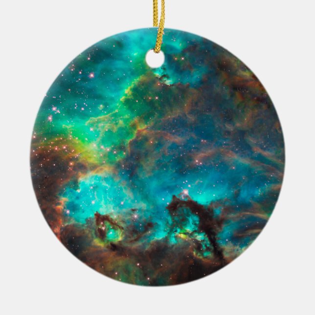 Stunning Aqua Star Cluster Ceramic Tree Decoration (Front)