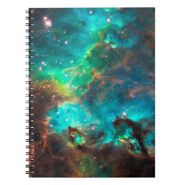 Stunning Aqua Star Cluster Spiral Notebook (Front)