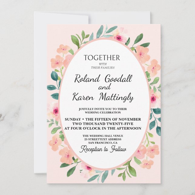 Stunning Array of Floral Wedding  Invitation (Front)