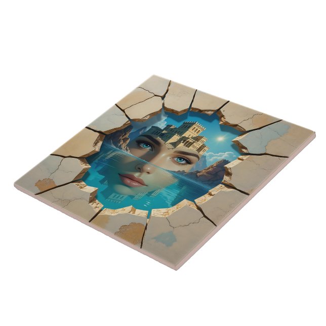 Stunning Atlantis Rising From Watery Depths Tile (Side)