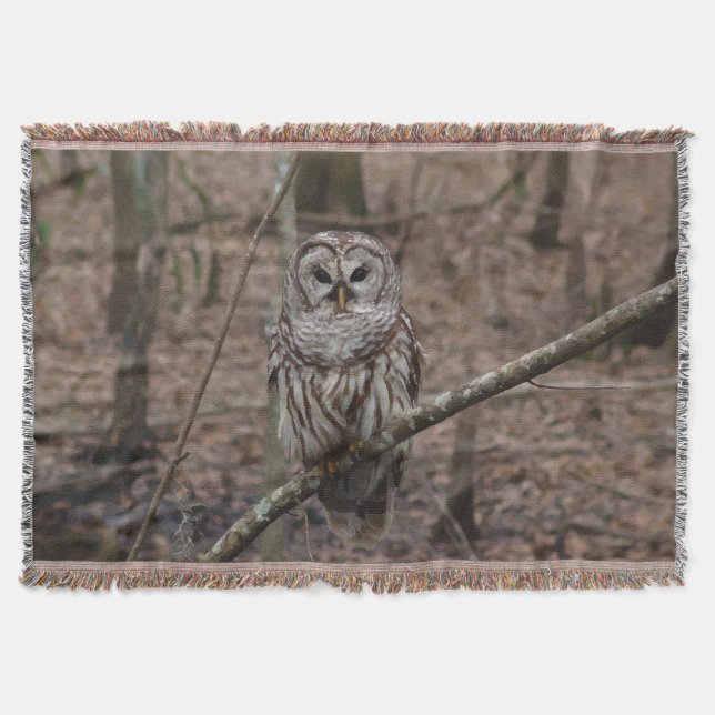 Stunning Barred Owl Throw Blanket (Front)