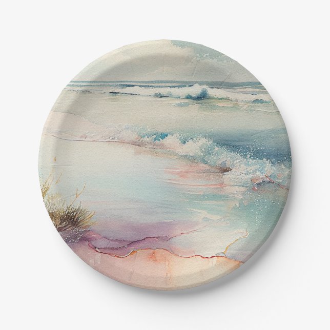 Stunning Beach Scene Paper Plate (Front)