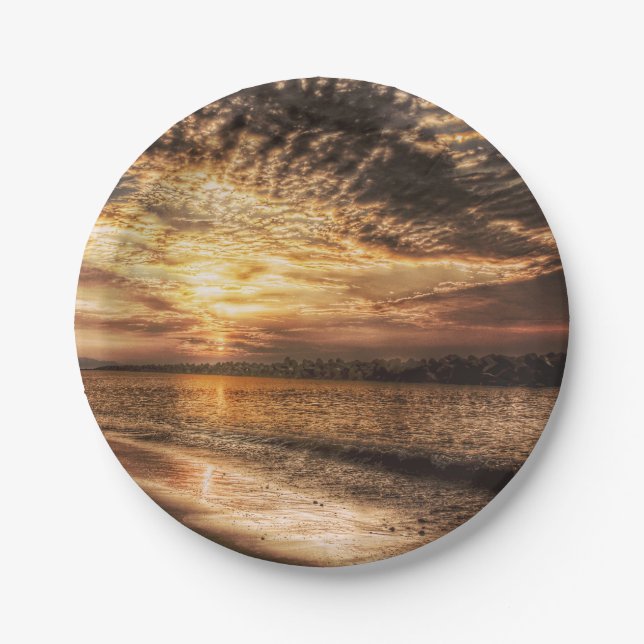 Stunning Beach Sunrise Paper Plate (Front)