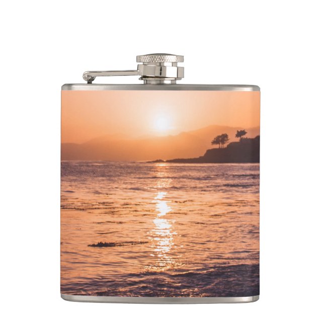 Stunning Beach Sunset Hip Flask (Front)