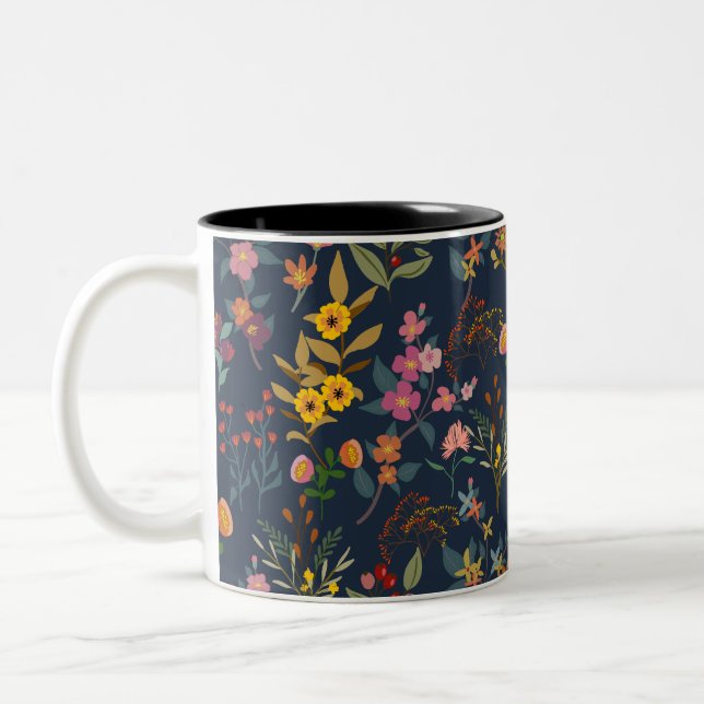 Stunning ,Beautiful Colourful wildflower  Two-Tone Coffee Mug (Left)