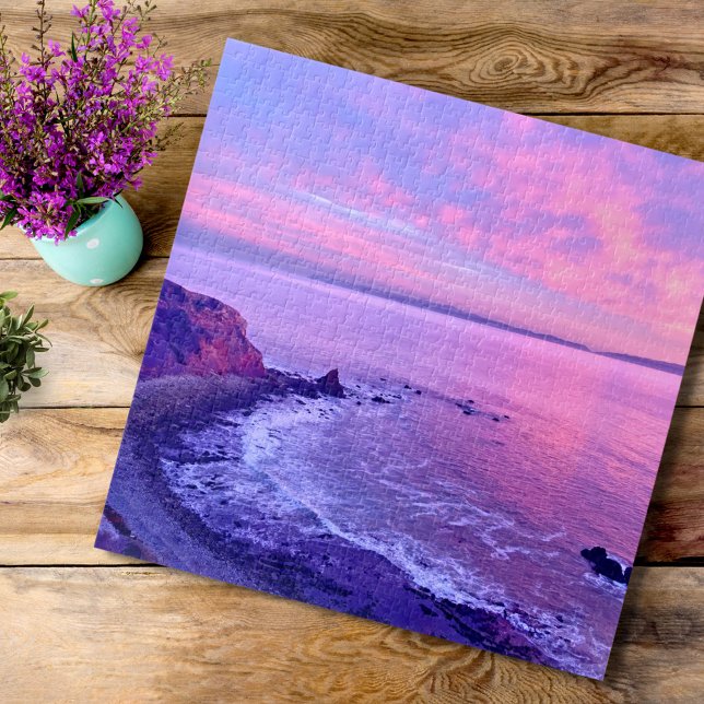 Stunning Beautiful Pink Purple Ocean Sunset Photo Jigsaw Puzzle (Creator Uploaded)
