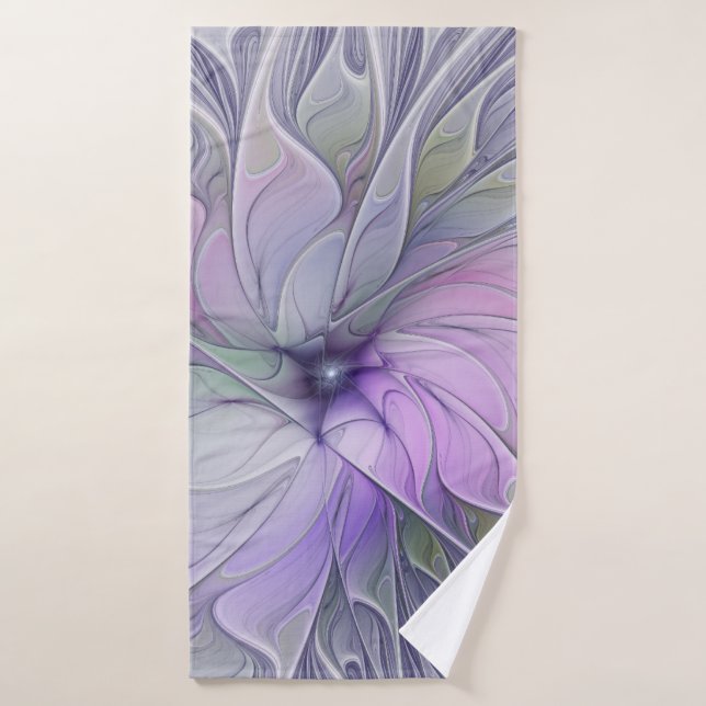 Stunning Beauty Modern Abstract Fractal Art Flower Bath Towel (Bath Towel)