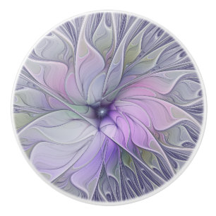Stunning Beauty Modern Abstract Fractal Art Flower Ceramic Knob