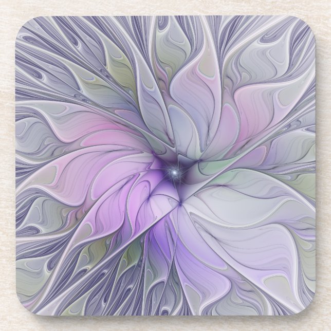 Stunning Beauty Modern Abstract Fractal Art Flower Coaster (Front)
