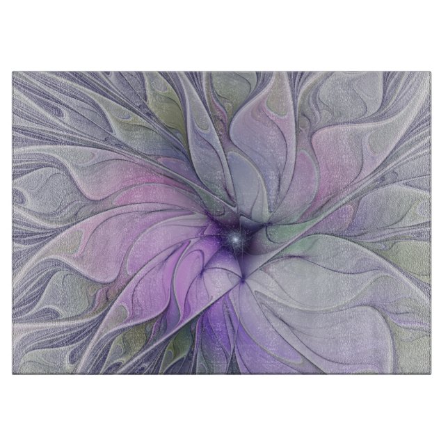 Stunning Beauty Modern Abstract Fractal Art Flower Cutting Board (Front)