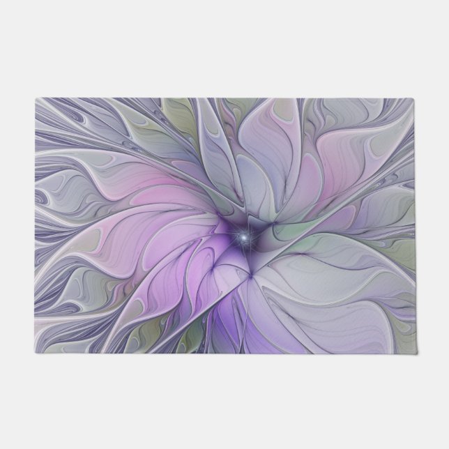 Stunning Beauty Modern Abstract Fractal Art Flower Doormat (Front)