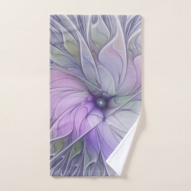 Stunning Beauty Modern Abstract Fractal Art Flower Hand Towel (Hand Towel)