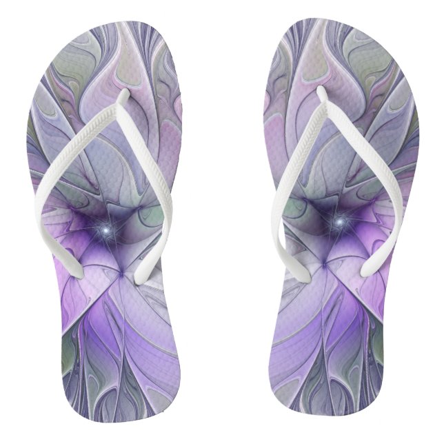 Stunning Beauty Modern Abstract Fractal Art Flower Jandals (Footbed)