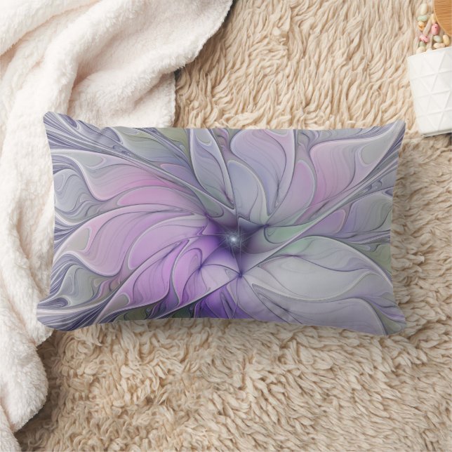Stunning Beauty Modern Abstract Fractal Art Flower Lumbar Cushion (Blanket)