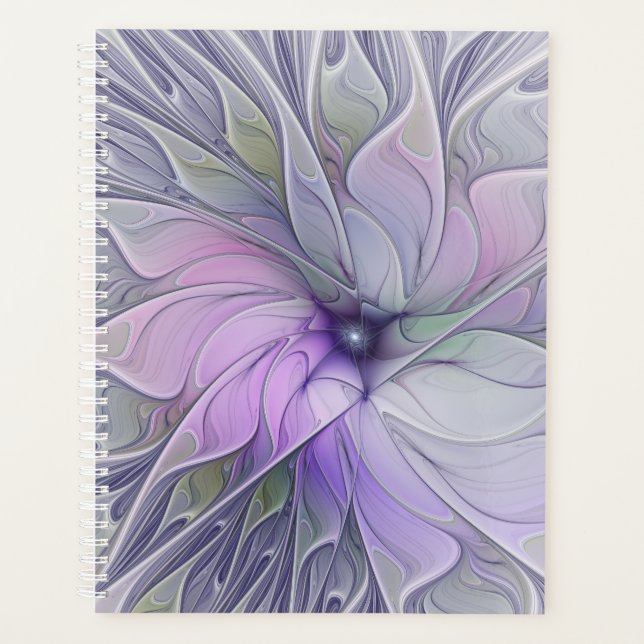 Stunning Beauty Modern Abstract Fractal Art Flower Planner (Front)