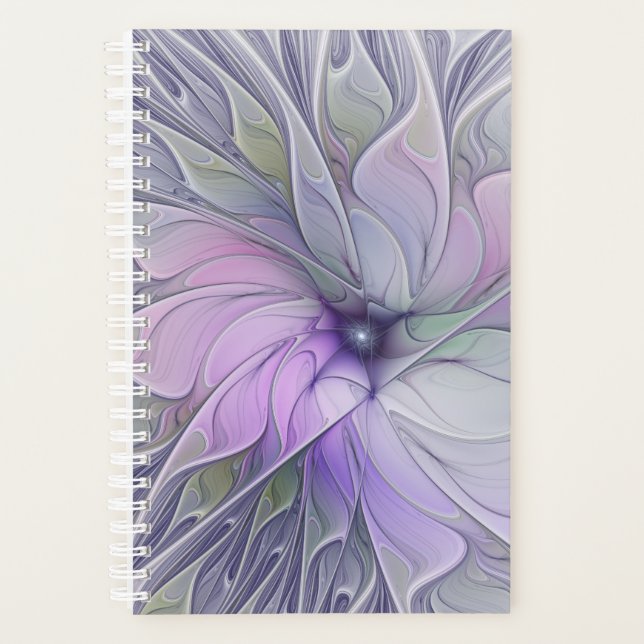 Stunning Beauty Modern Abstract Fractal Art Flower Planner (Front)