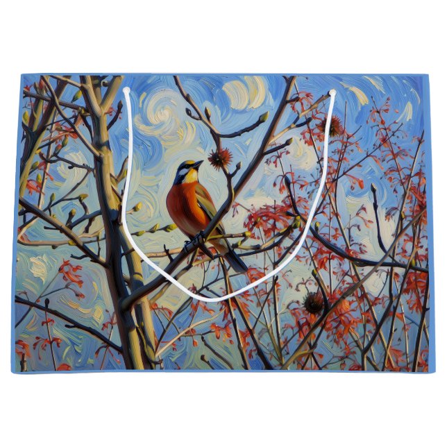 Stunning Bird In A Tree Large Gift Bag (Front)