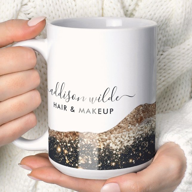 Stunning Black And Gold Glitter Script Business Coffee Mug (Creator Uploaded)