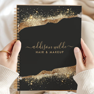 Stunning Black And Gold Glitter Script Business Planner