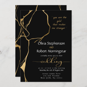 Stunning Black and Gold Kintsugi Invitation
