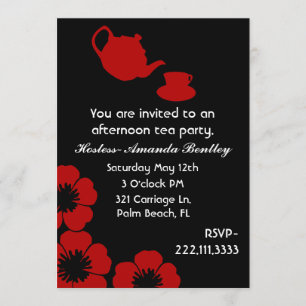 Stunning Black and Red Tea Party Invitation