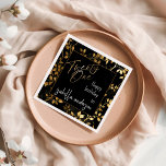 Stunning Black & Gold 21st Surprise Birthday Party Napkin<br><div class="desc">Make your loved one's 21st birthday unforgettable with our effortlessly customisable napkins from Eugene Designs. Featuring a chic faux gold foil 'Twenty One' in a contemporary handwritten script, these napkins are the perfect blend of modern elegance and minimalist style. The celebrant's name is highlighted in a modern upright script, adding...</div>