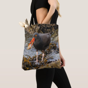 Stunning Black Oystercatcher with Clam Tote Bag
