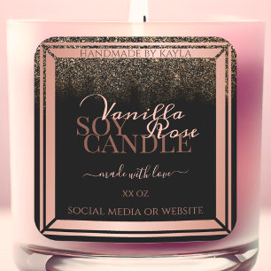 Stunning Black Product Packaging Labels Rose Gold