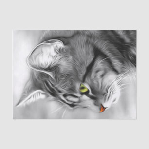 Stunning Black & White Kitty Cat Decoupage Tissue Paper
