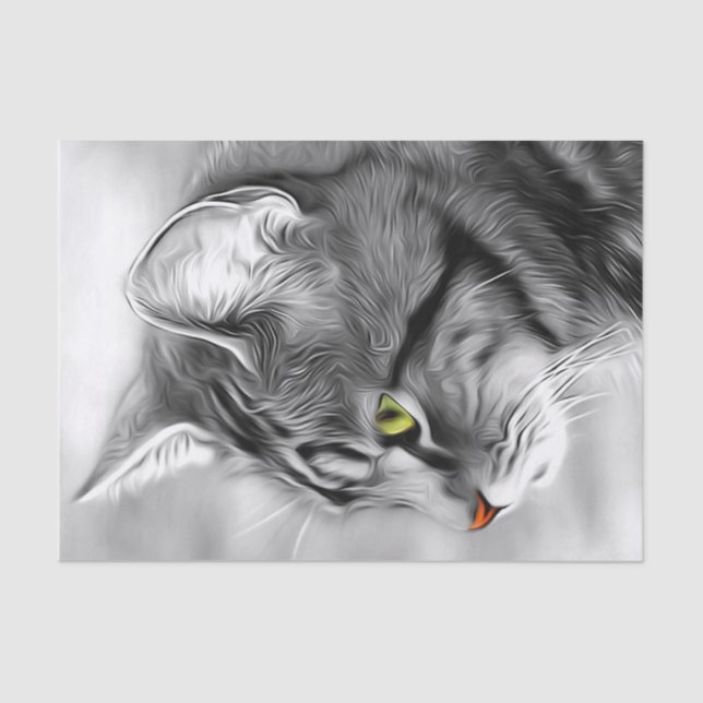 Stunning Black & White Kitty Cat Decoupage Tissue  Paper (Front)