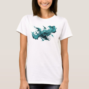 Stunning Blue Abstract Birds Wearable Art T-Shirt