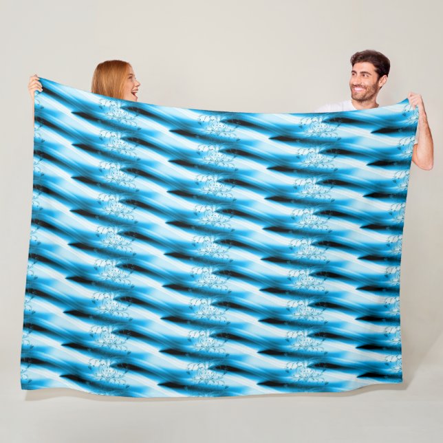 Stunning Blue, Black & White Swirl Design Fleece Blanket (In Situ)