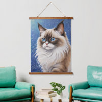 Stunning Blue Eyed Ragdoll Cat Painting Elegant