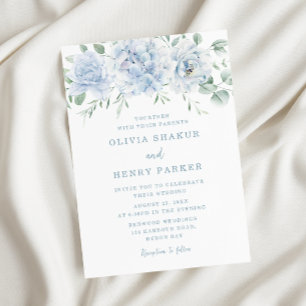 Stunning Blue Floral Wedding Invitation