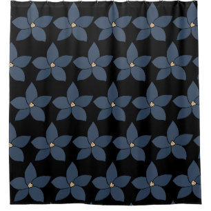 Stunning blue flowers on shower curtain