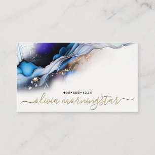 Stunning Blue Gold Ultra Liquid Alcohol Ink Business Card