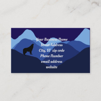 Stunning Blue Mountain Silhouette with Wolf Logo Business Card