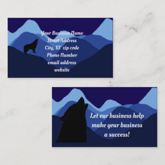 Stunning Blue Mountain Silhouette with Wolf Logo Business Card