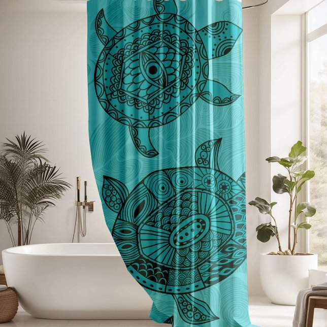 Stunning Blue Nautical Sea Turtle Shower Curtain (Creator Uploaded)