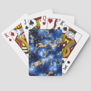 Stunning Blue, White & Gold Marble Galaxy Playing Cards