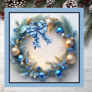 Stunning Blue Wreath Magnetic Card