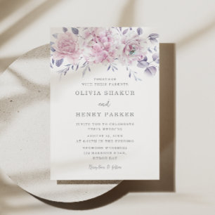 Stunning Blush Watercolor Flowers Wedding Invitation