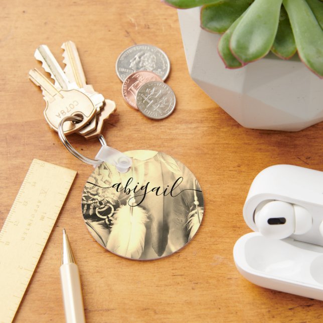 Stunning Boho Bohemian Style Dreamcatcher Feathers Key Ring (Desk)
