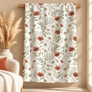 Stunning Boho Rust Sage Floral Blanket Decor