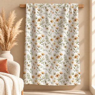 Stunning Boho Terracotta Sage Floral Blanket